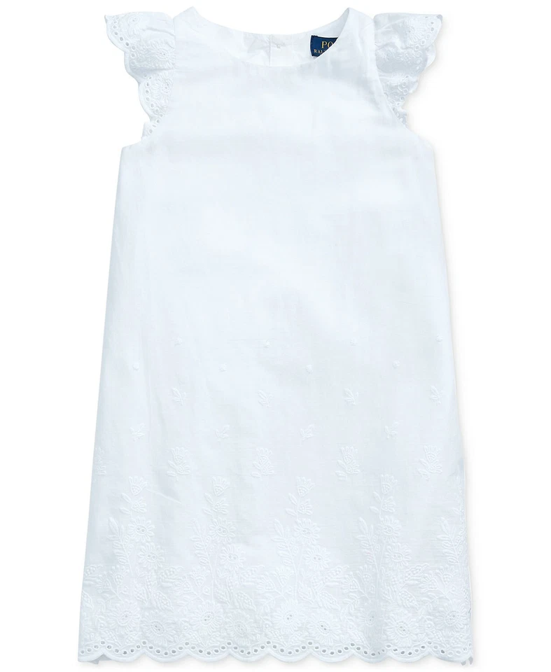 Polo Ralph Lauren Eyelet Cotton White Voile Dress Girl's 49920 Size 6