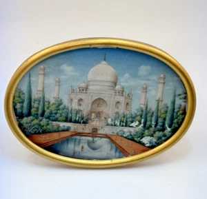 INCREDIBILE DIPINTO IN MINIATURA DIPINTO A MANO DA TAVOLO TAJ MAHAL XIX SECOLO - B.OFFER - Foto 1 di 11