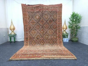 Moroccan Handmade Vintage Rug 5'5"x9'4" Berber Geometric Faded Orange Brown Rug  - Picture 1 of 12