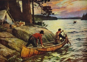 Philip R Goodwin The Big Thrill 1920s Canoe Hunting Moose Fine Art Print 17"x22" - Picture 1 of 1