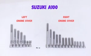JUEGO DE TORNILLOS DE PERNO DE MOTOR DE ACERO INOXIDABLE PULIDO SUZUKI A100 AC100 - Imagen 1 de 5