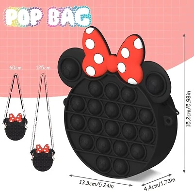Pop Bag Mini Shoulder Minnie Mouse Black Fidget Bubbles Crossbody for Girls