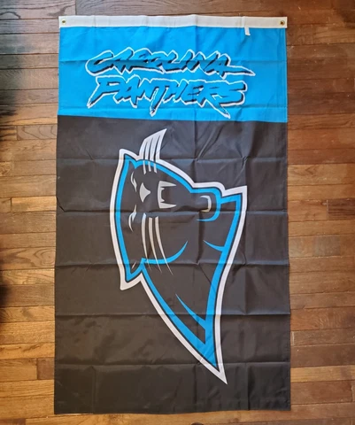 Carolina Panthers Flag Banner - Large 3' x 5' - Vintage Logo - Double Thickness Cover