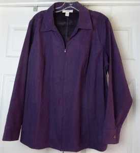 Dressbarn Women’s ZIP Up Purple Shirt Size 18 20 Long Sleeve Lined jacket - Picture 1 of 9