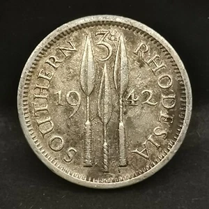 3 SILBER PENCE 1942 GEORGE VI SIMBABWE / RHODESIEN RHODESIA - Bild 1 von 3