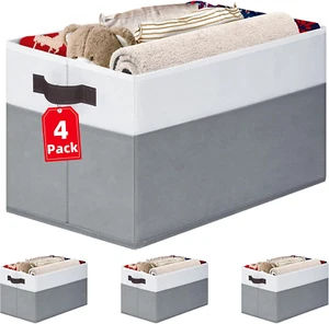 4 Pack Large Storage Baskets for Shelves | Fabric Closet Organizers and Storage - Picture 1 of 11