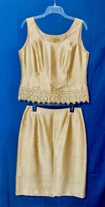 Kasper Gorgeous 2-piece Gold Skirt Set Embroidery & Beading Sz 10 Wedding Fancy - Picture 1 of 19