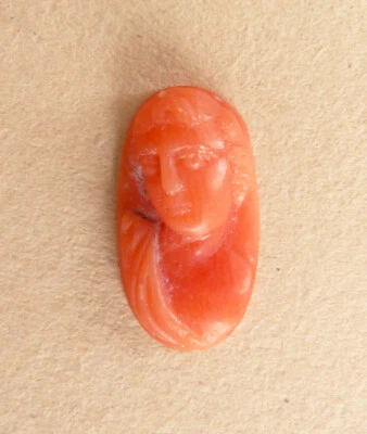 Petit camée CORAIL femme Bijou ancien 18e siècle pour bague cameo coral - Photo 1/3