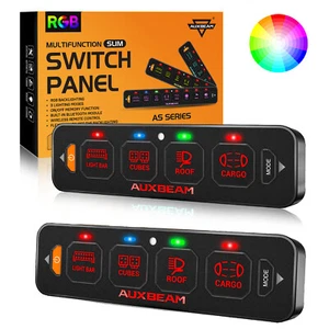 2X AUXBEAM 4 Gang RGB Delgado LED Panel Interruptor Táctil Coche Marino Barco Sistema de Control - Imagen 1 de 12