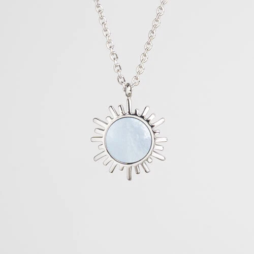 Shade Halskette (Blaues Perlmutt/Silber) Holzkern Jewelry Shade Halskette mit So - Bild 1 von 1