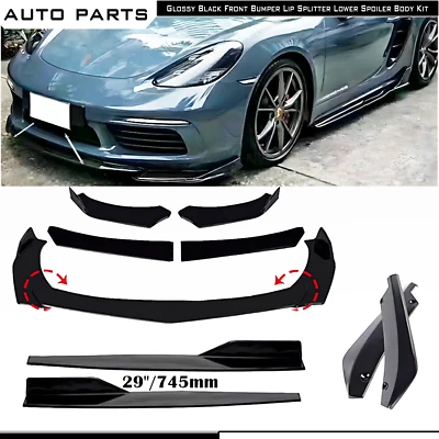 For Porsche 718 Boxster Cayman Front Bumper Lip Splitter Spoiler Side Skirt Foto 1 de 4