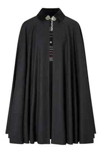 Men's Cape Coat, Men's Wool Long Coat, Men's Black Wool Long Coat - Picture 1 of 3