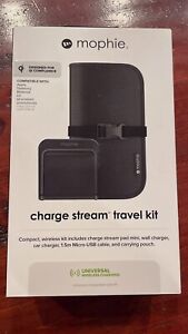 mophie Charge Stream Travel Kit with 5W Qi Certified Wireless Charging Pad 