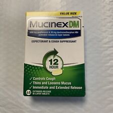 Mucinex DM 12-Hour Expectorant and Cough Suppressant 68 Tablets 8/25 #653
