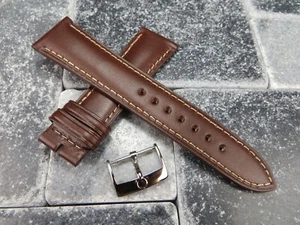 20mm CALF Leather Strap Brown Watch Band with OEM OMEGA Buckle Set Beige Polish - Picture 1 of 6