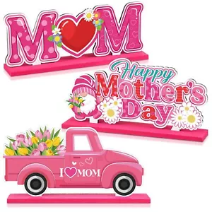 3 Pcs Mother's Day Decorations Happy Mother's Day Table Wooden Centerpieces M... - Picture 1 of 7