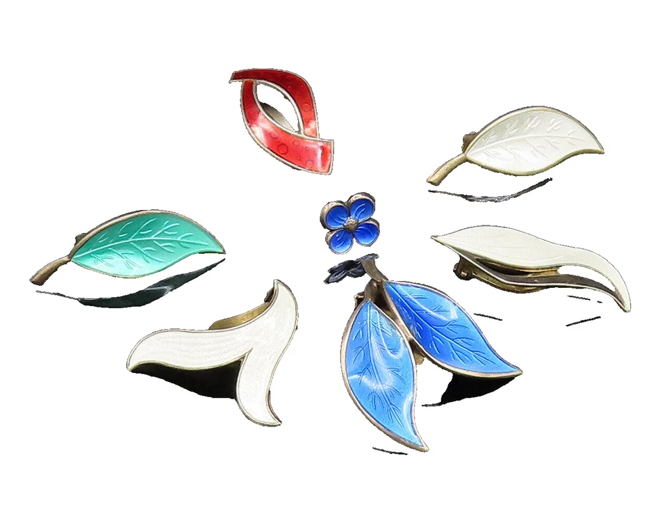 Lote de Pendientes Individuales DAVID DIFFERENTEN NORUEGA 925 Plata Vintage Esmalte EG12021 Foto 1 de 4