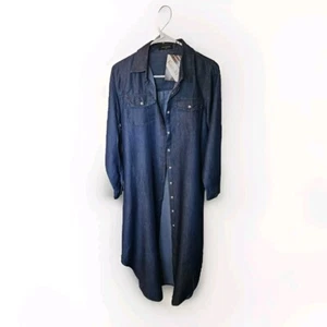 Kuraki Women's Casual Button Front Maxi Shirt Dress Denim Blue Size S NEW - Picture 1 of 11