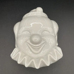 Vintage Keramik Happy Clown Gesicht Schmuck Deckelschale - weiß - Made in Japan - Bild 1 von 8