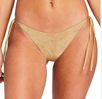 Parte inferior de bikini dorada vitamina A talla 8 lazos laterales espalda acanalada Foto 1 de 3