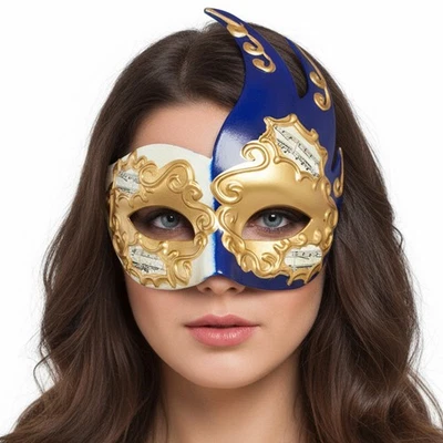 Womens Masquerade Mask | Blue Filigree Venetian Phantom | Fancy Dress Prom Ball - Image 1 of 4