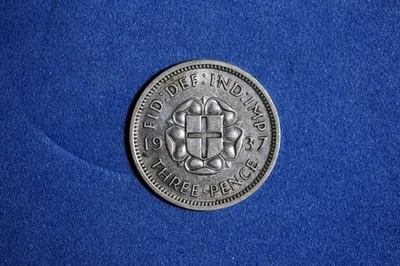 Moneda de plata de 3 peniques de Gran Bretaña 1937 #M23508 Foto 1 de 2