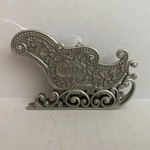 ❤️ 2013 HALLMARK KEEPSAKE SILVER SANTA'S SLEIGH ORNAMENT WITH CLEAR STONES  - Picture 1 of 4