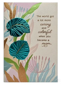Mother’s Day Card for Any Mom Embossed Metallic Foil Floral Hallmark NEW - Picture 1 of 13