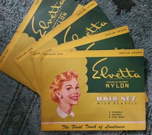 Vintage Elvetta DuPont Nylon Hair Net New Old Stock Medium Brown - Picture 1 of 5