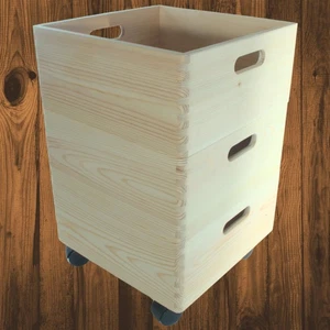 Caja de almacenamiento cuadrada de pino de 3 niveles con ruedas juego de caja de madera 30x30x44,5 cm - Imagen 1 de 9