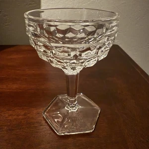 Fostoria 2056 AMERICAN 5oz CHAMPAGNE SHERBET crystal clear cube motif - Picture 1 of 5