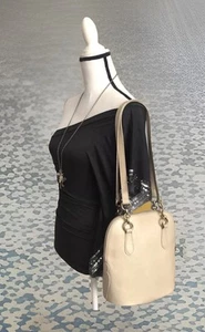 Saks Fifth Avenue Shoulder Bag Handbag Ivory Calfskin VTG - Picture 1 of 10