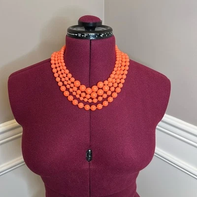 J.Crew four stranded beaded beetle necklace in neon orange - Image 1 of 4