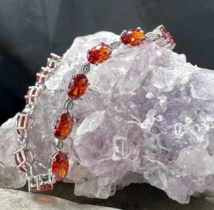 Orange Granat Tennis Armband .925 Sterlingsilber 7" NEU - Bild 1 von 3