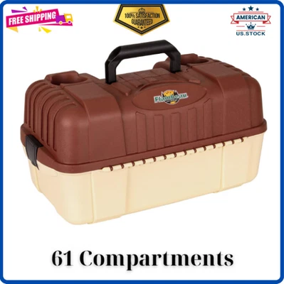 Large Fishing Tackle Box 7 Tray Full Travel Holder Pack Handle-Locking Hip Roof - Imagem 1 de 4