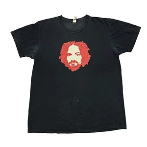 Camisa De Colección Charles Manson Grande Banda Negra Camiseta Cita Aplastada Años 90 EE. UU. Rara - Imagen 1 de 20