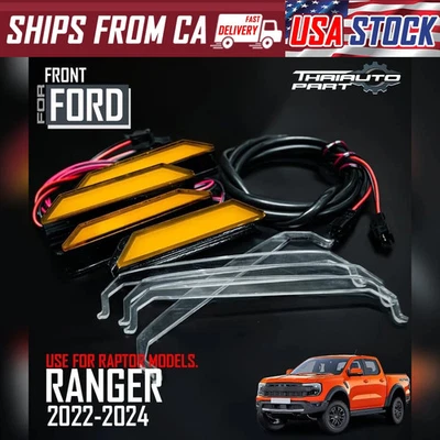 Luz de grade frontal LED âmbar 4 peças para Ford Ranger Raptor P703 próxima geração 2022-24 - Imagem 1 de 4
