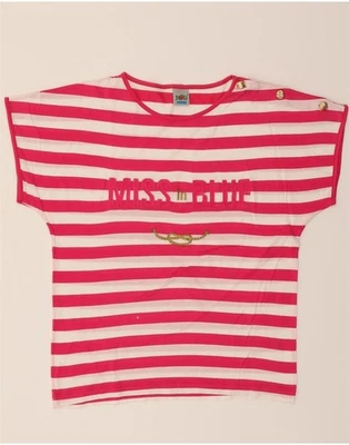 MANGO Womens Graphic T-Shirt Top IT 48 XL Pink Striped Cotton BA02 - Image 1 of 4