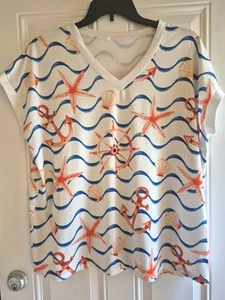 UNBRANDED Silky Knit Tee - 2XL - V-Neck, Extended Shldr Cap Slvs, Straight Hem - Picture 1 of 5