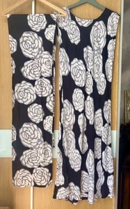 Masai size M 14 16 black white grey Floral bias cut midi maxi Dress + Scarf wrap - Picture 1 of 8