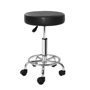 Mechanic Garage Workshop Repair Manicure Rolling Padded Chair Wheeled Seat Black - Picture 1 of 5