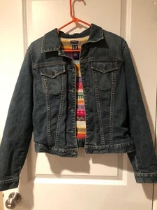 Gap Stretch Women’s Medium, Jeans Jacket, Wool Lined Rainbow - Picture 1 of 5