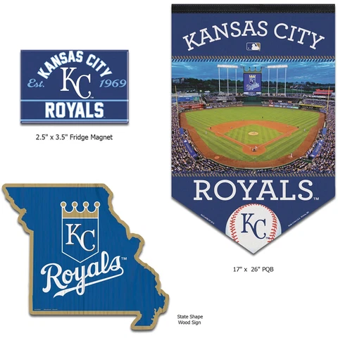 Kansas City Royals MLB Game Room Fan Cave 3 Pc. Set Wall Decor & Magnet Cover