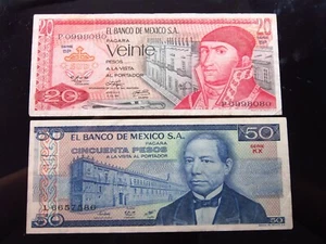 MÉXICO 20 Pesos 1976 50P 1981 8080h90 Banco de México Banco Dinero - Imagen 1 de 2