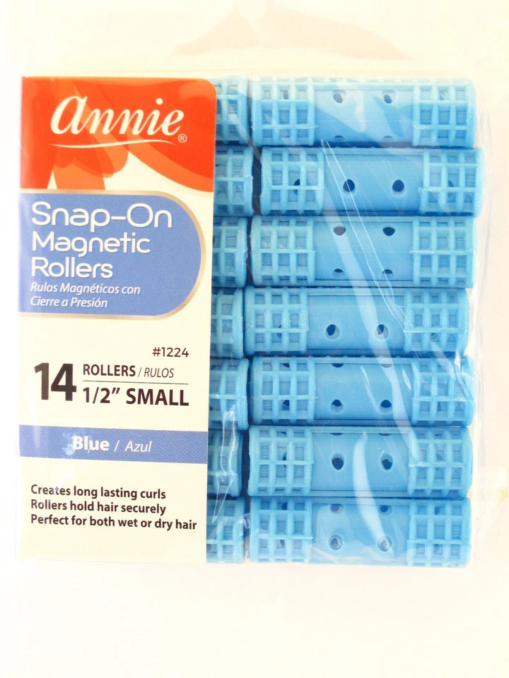 Annie #1224 Blue 14ct Small Snap on Magnetic Rollers 1/2" Diameter