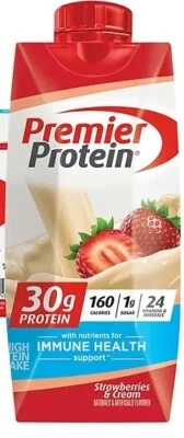 Premier Protein 11oz Batido FRESAS Y CREMA Sabor Paquete de 6 Foto 1 de 4
