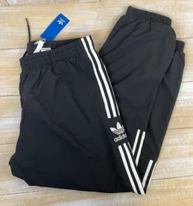 NWT Adidas Pants Mens XL Black Windbreaker Track Mesh Lined Trefoil Logo Soccer - Picture 1 of 13