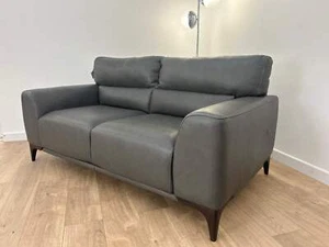 Sassari 2 Seater - Leather Sofa - Caruso Fog - Picture 1 of 17