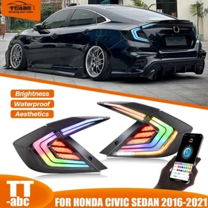 RGB LED Tail Light For 10th Honda Civic 2016-2021 4DR Sedan Animation Rear Lamps - Picture 1 of 23