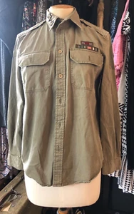 Ralph Lauren Militär Patch Khaki Shirt - Größe US2/UK 6-8 - Bild 1 von 9
